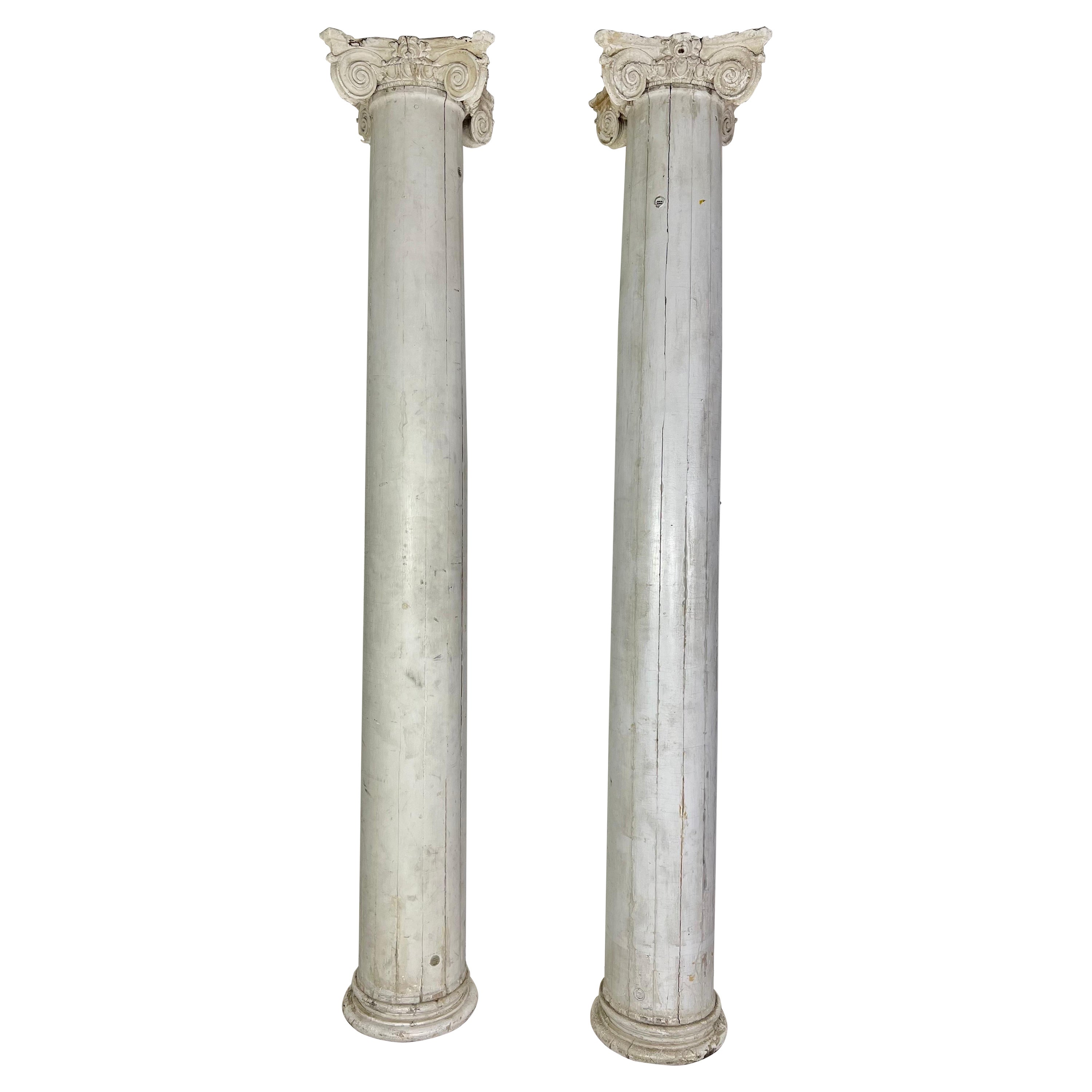 Pair of Italian Corinthian Capitals Sitting on Monumental Columns2 Sets Availabe