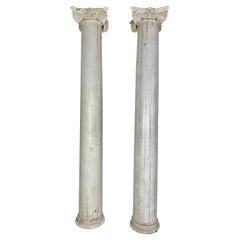 Pair of Italian Corinthian Capitals Sitting on Monumental Columns2 Sets Availabe