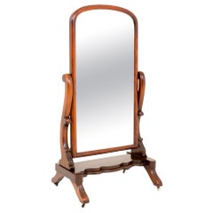 Antique Cheval Mirror Mahogany Swivel Victorian, 1860