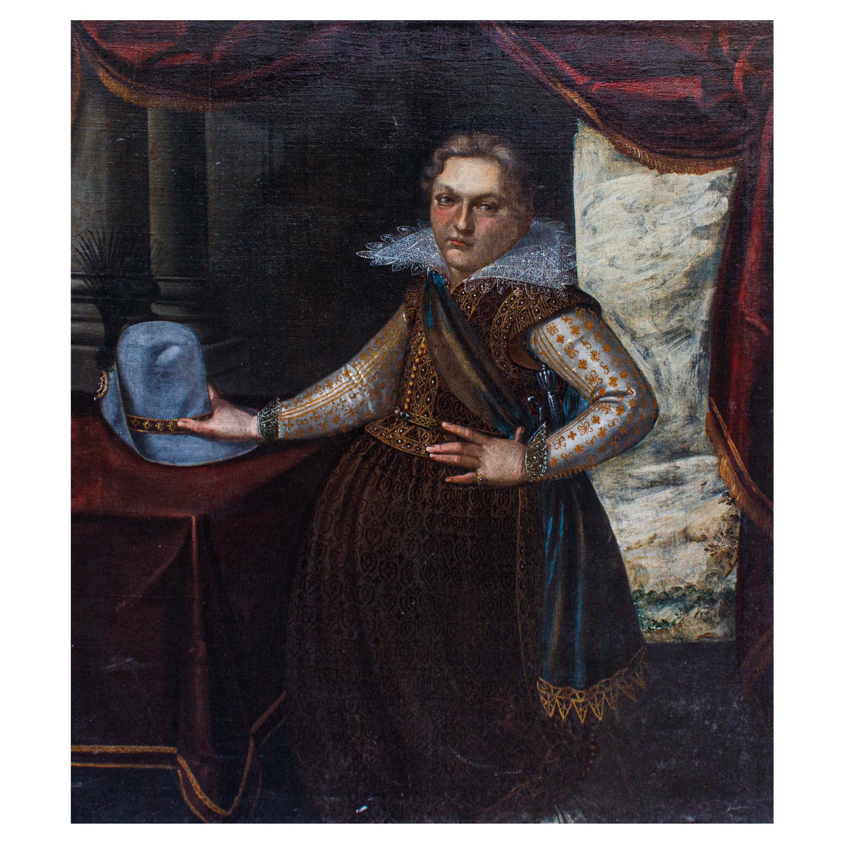 16th-17th Century Gentleman’s Portrait Oil on Canvas by Francesco Zucco For Sale