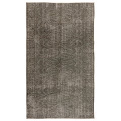 Retro Midcentury Handmade Turkish Wool Area Rug in Gray for Modern Interiors