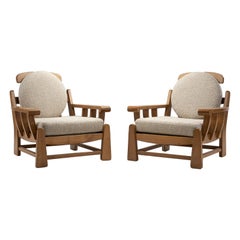 Sillas de salón de madera de olmo francés de Maison Regain, Francia, años 70