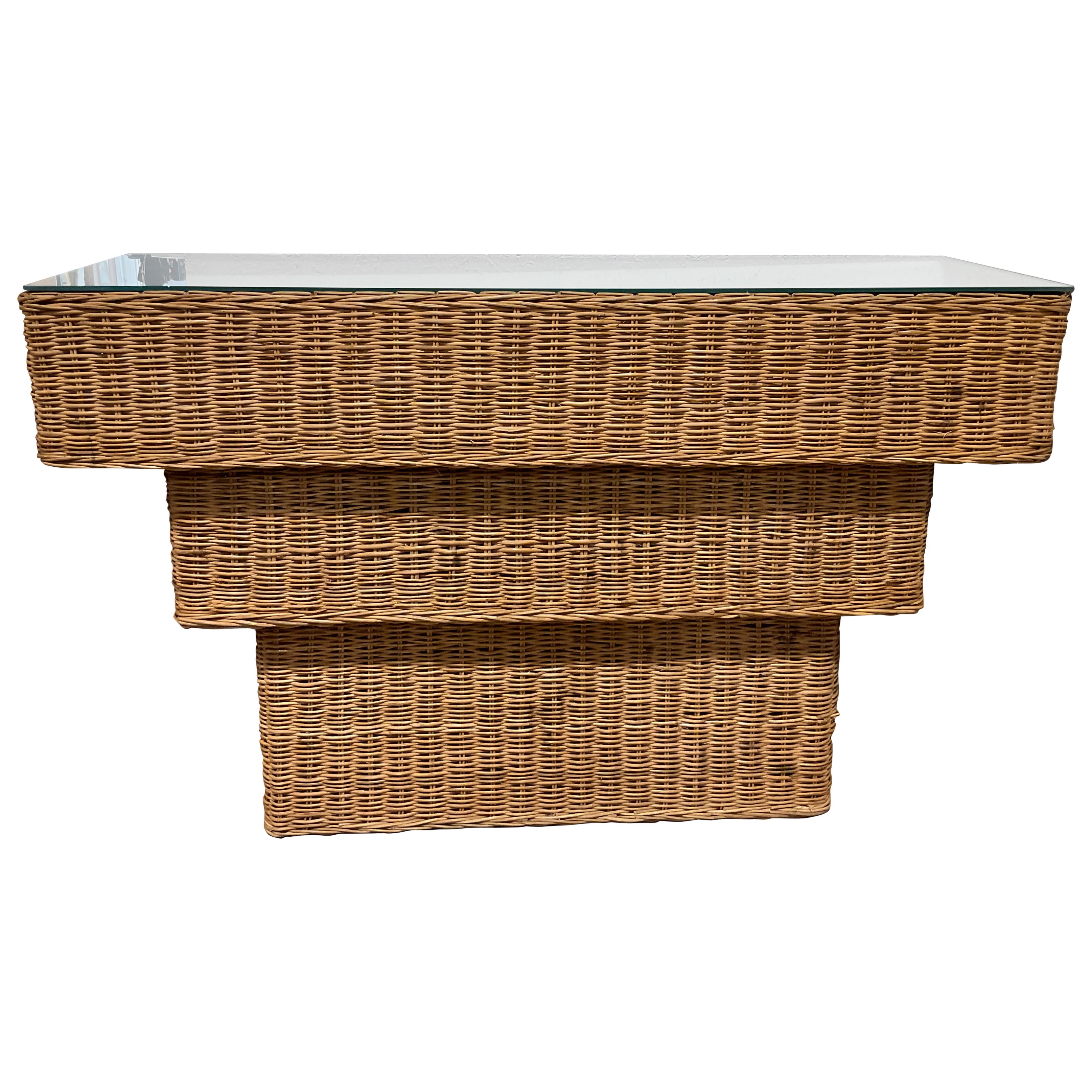 Wicker Skirted Console at 1stDibs wicker skirted table, skirted