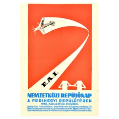 Original Retro Advertising Poster Kecskemet International Air Show Hungary Art