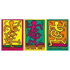 Ensemble de trois affiches vintage d'origine du festival de jazz de Montreux de Keith Haring, 1983