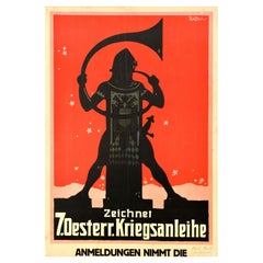 Original Antique Wwi Poster 7 Austrian War Loan Osterreich Kriegsanleihe Soldier