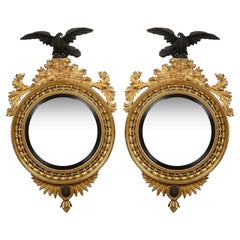 Magnificent Pair of Regency Period Convex Wall Mirror, 1820