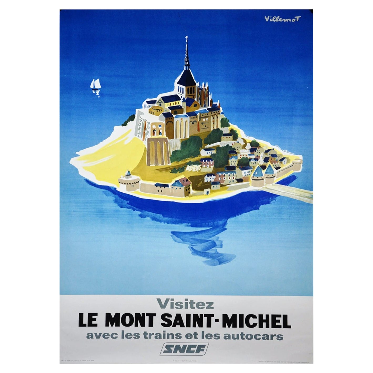 Affiche vintage d'origine Mont Saint-Michel, SNCF, 1968 en vente