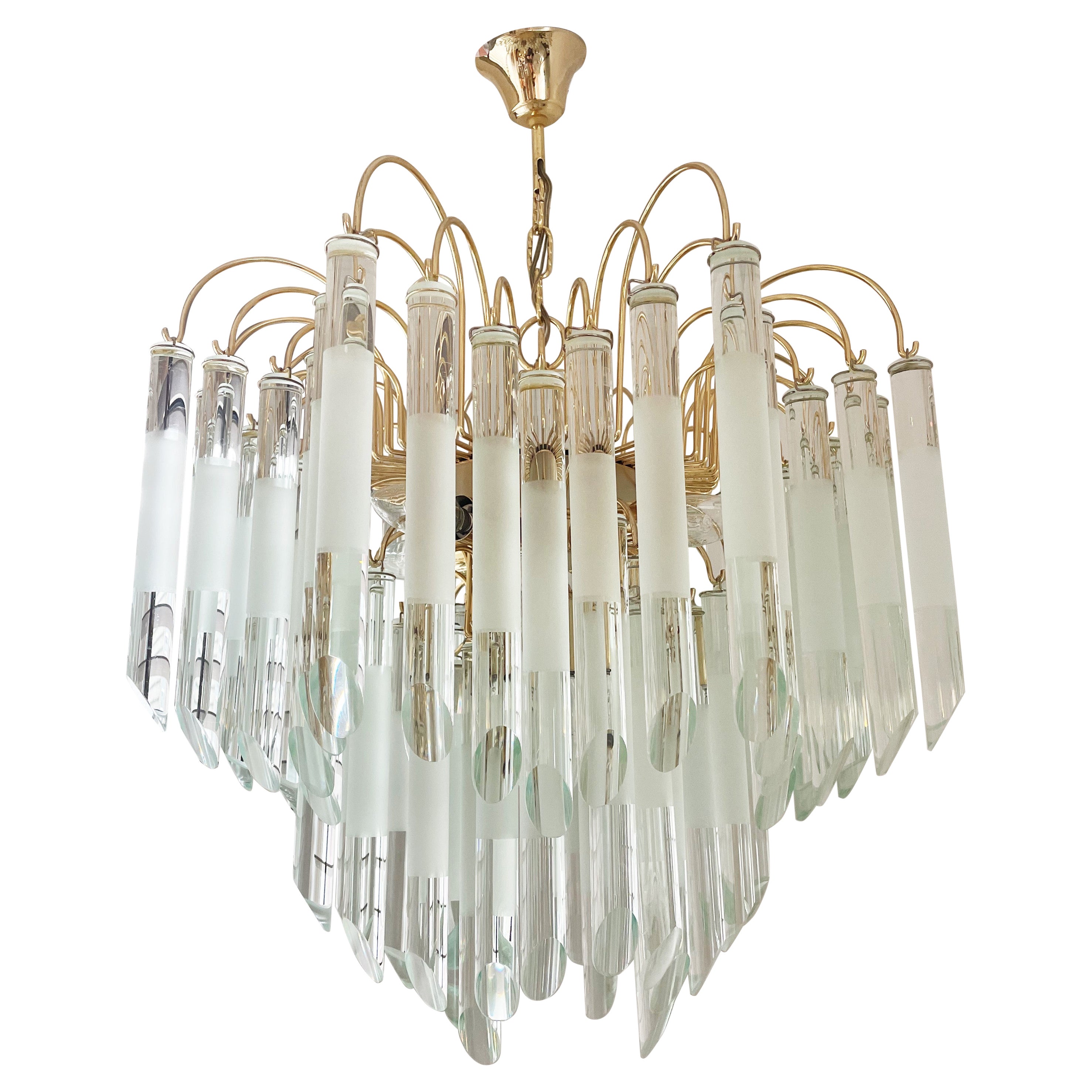 Vintage Glass Chandelier in the Manner of Paolo Venini, 1970s For Sale