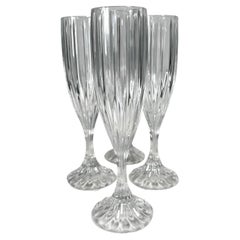 1990s Mikasa Set of Four Park Lane Champagne Fluted Crystal Glasses