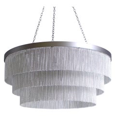 Contemporary 28" Bronze Chandelier with Silver Chain by Tigermoth Lighting