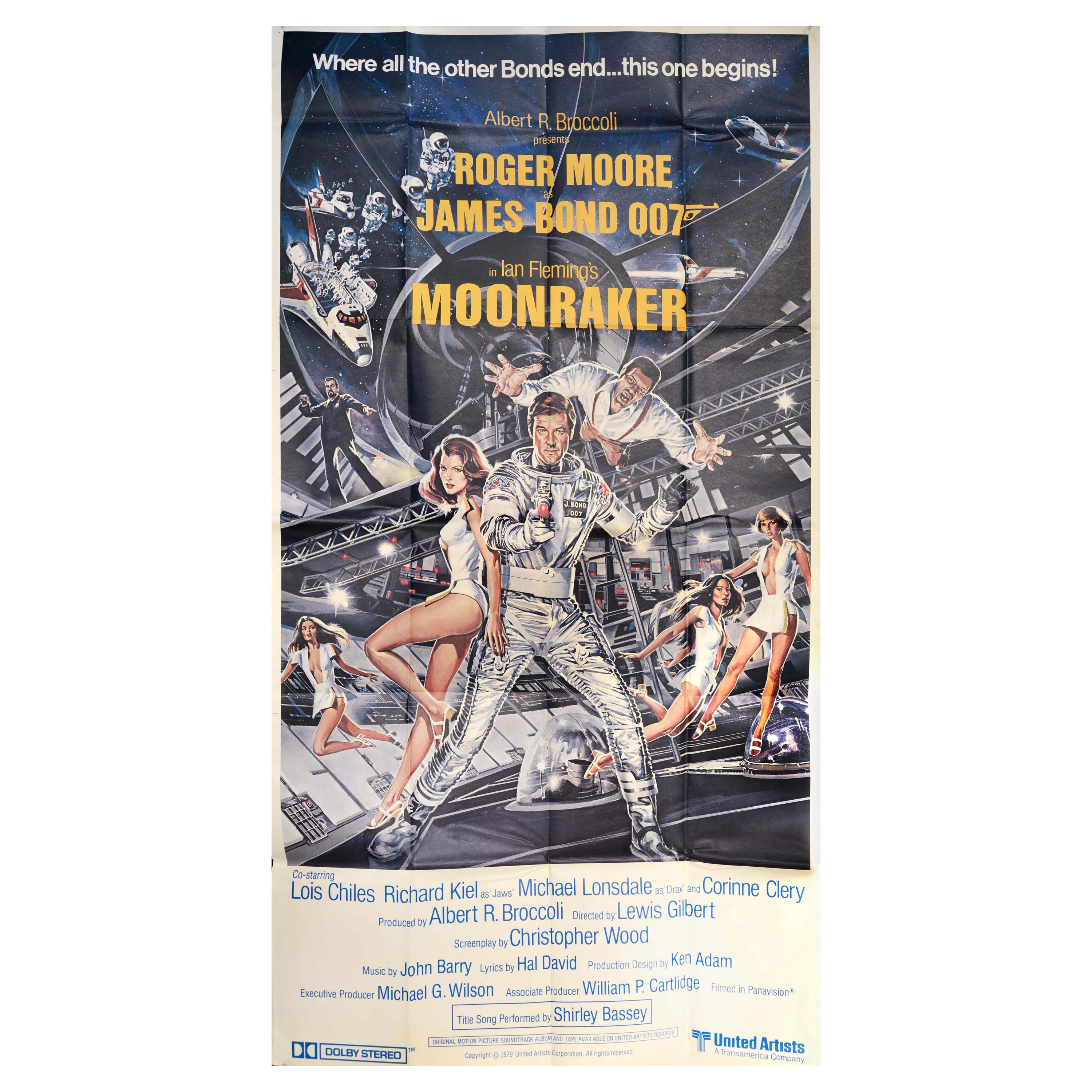 Original Vintage Cinema Poster James Bond Moonraker Roger Moore Dan Goozee Spy