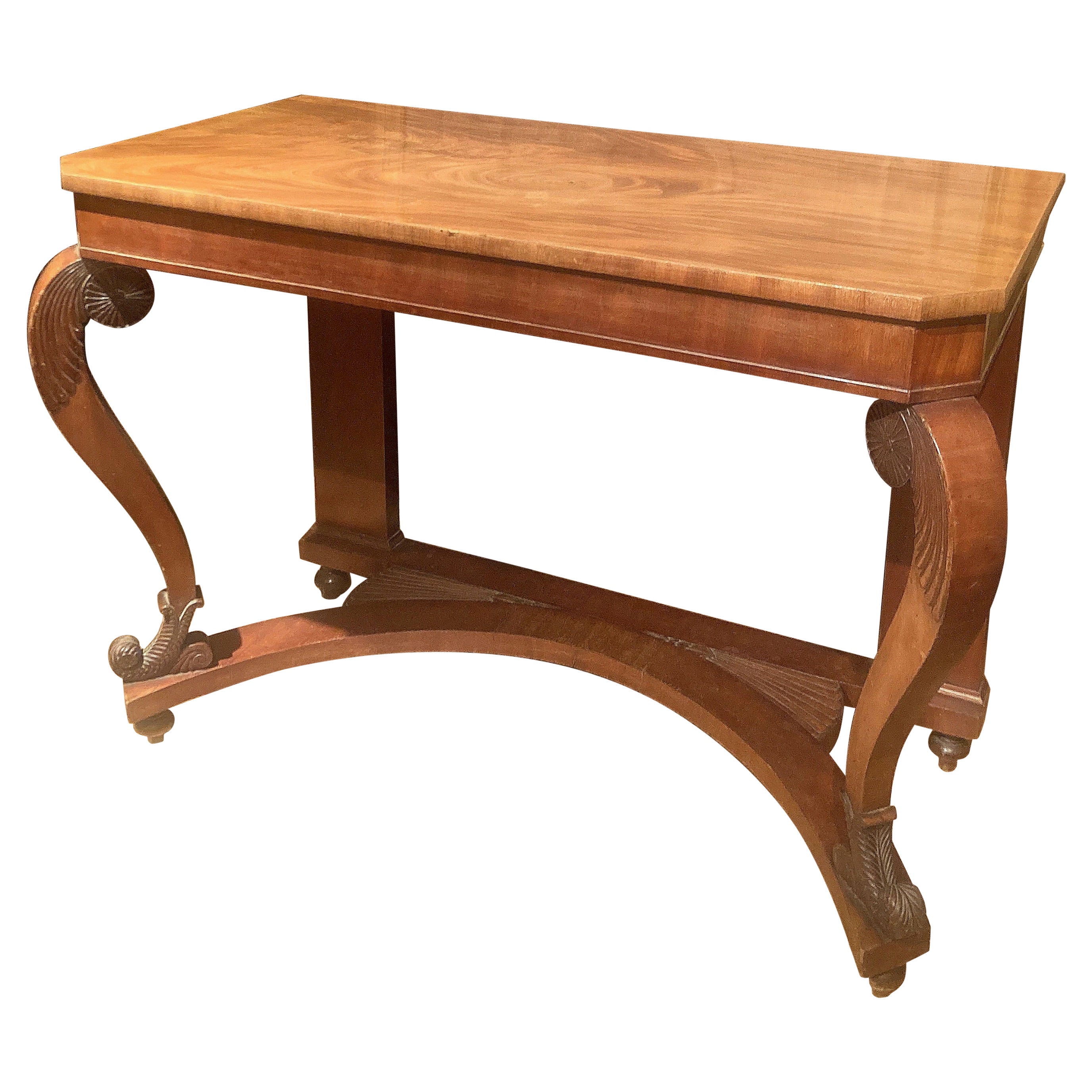Italian Early 20th Century Art Nouveau Wood Console Table or Writing Desk For Sale