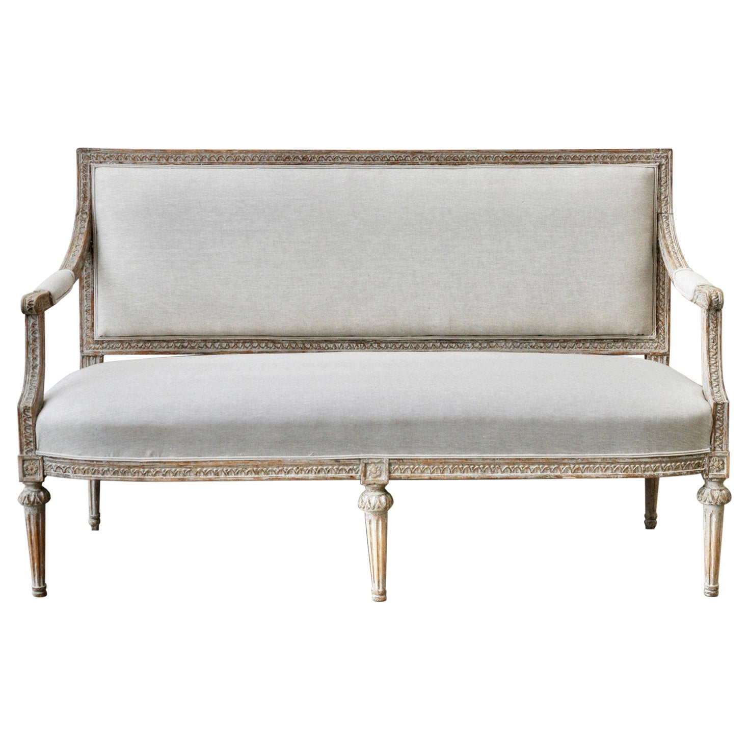 18th Century Swedish Gustavian Period Painted Settee