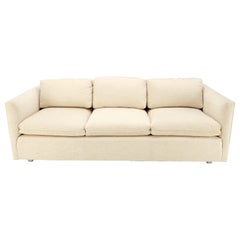 Used Custom Design Mid-Century Modern Beige Upholstery Box Shape Sofa Mint!