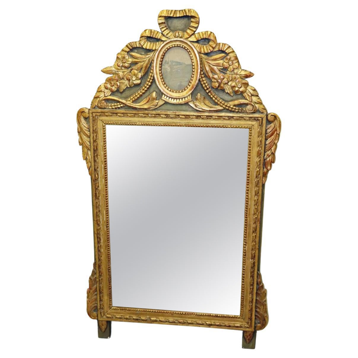 18th Century Louis XV Mirror with Oval Etching