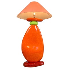 Énorme lampadaire Francois Châtain à galets orange-rouge
