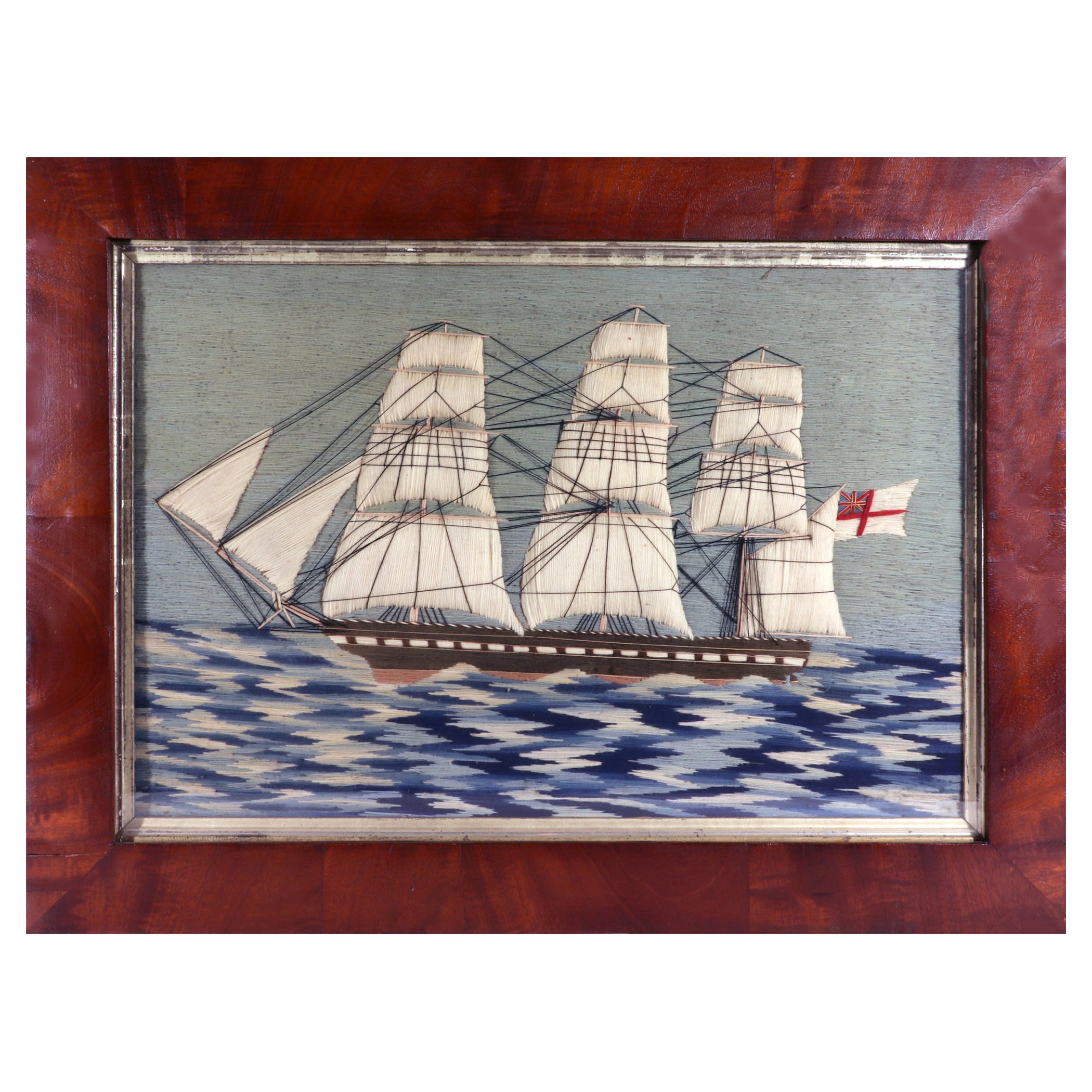 Sailor's Woolwork of Royal Navy on Checkerboard Sea