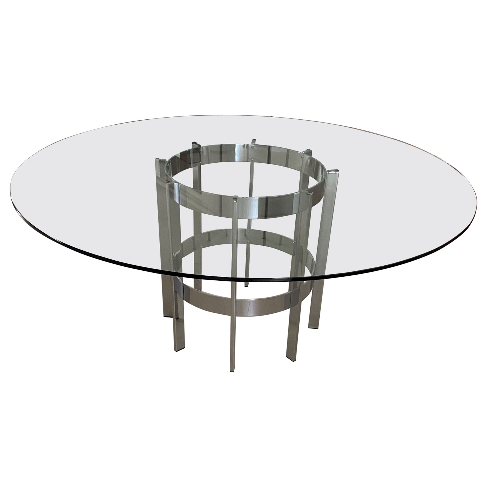 Mid Century Merrow Assocs Chrome Dining Table by Richard Young, 1970s For Sale