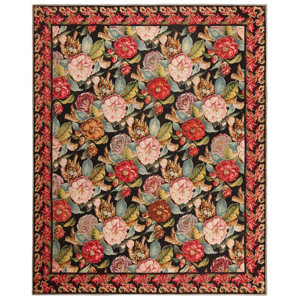 Antique English Needlepoint Rug For Sale at 1stDibs