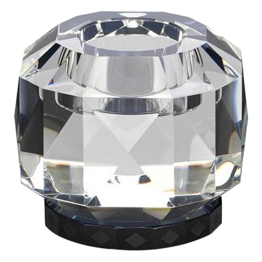 Texas Black Crystal T-Light, Hand-Sculpted Contemporary Crystal