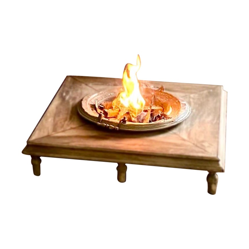 Brazier Heater Planter in Copper on Wooden Base, XVIIIth or XIXth For Sale