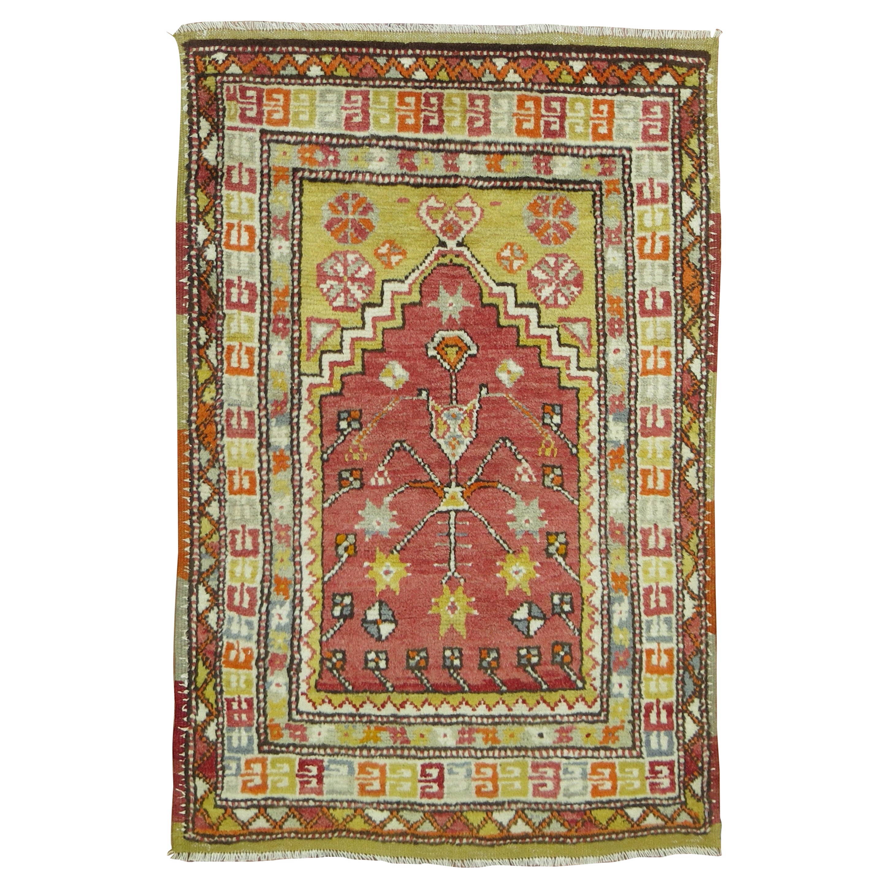 Zabiihi Collection Antique Anatolian Turkish Prayer Niche Rug