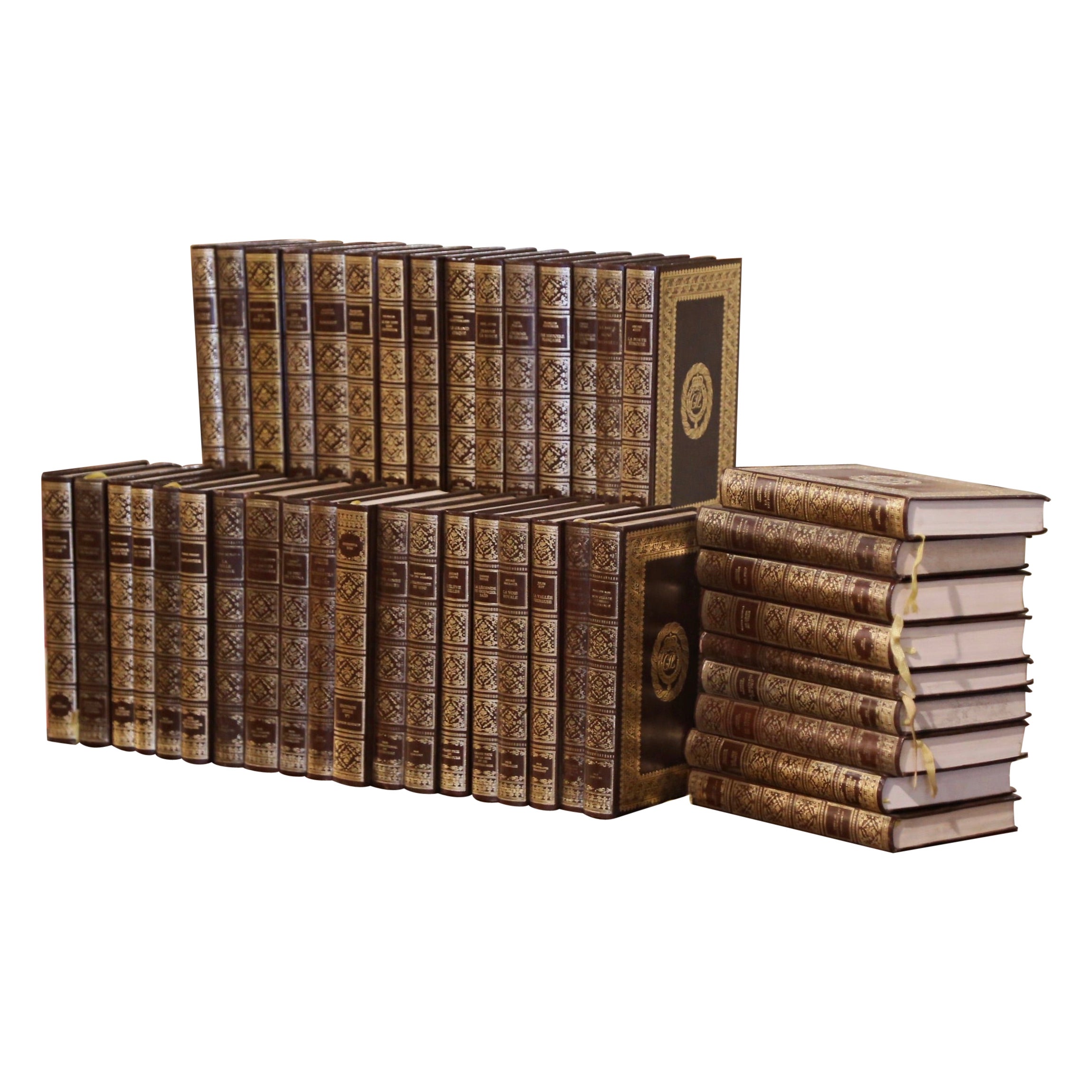 Brown Bound French Language Decorative Books Dated 1968, Set of 43 For Sale
