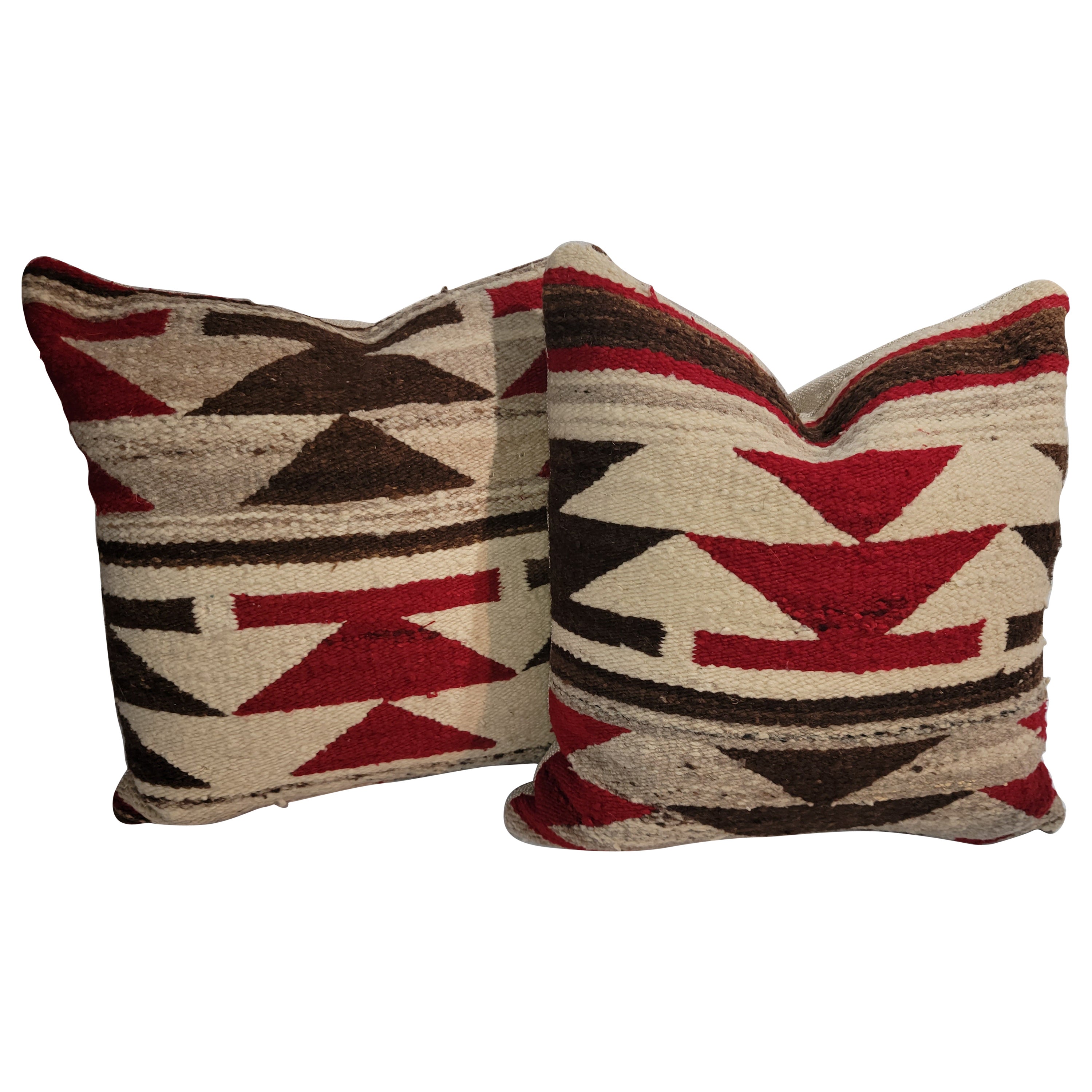 Navajo Indian Weaving Geometric Pillows, Pair For Sale