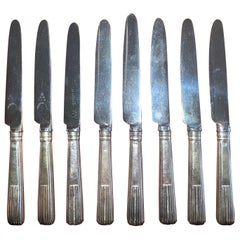 Antique 19th C. G.R. Tuck London Made Sterling Silver Knives, Set of 8