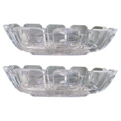 Art Deco Heavy Cut Edge Crystal Dishes, Set of 2