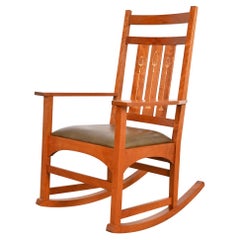 Stickley Harvey Ellis Collection Inlaid Cherry Wood Arts & Crafts Rocking Chair