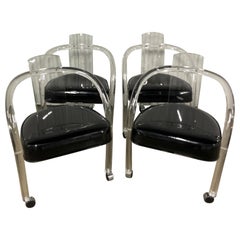 Set of Four Charles Hollis Jones Lucite Chairs