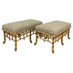 Pair of Faux Bamboo Painted Benches