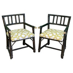 Rattan Dining Arm Chairs by John Wisner for Ficks Reed