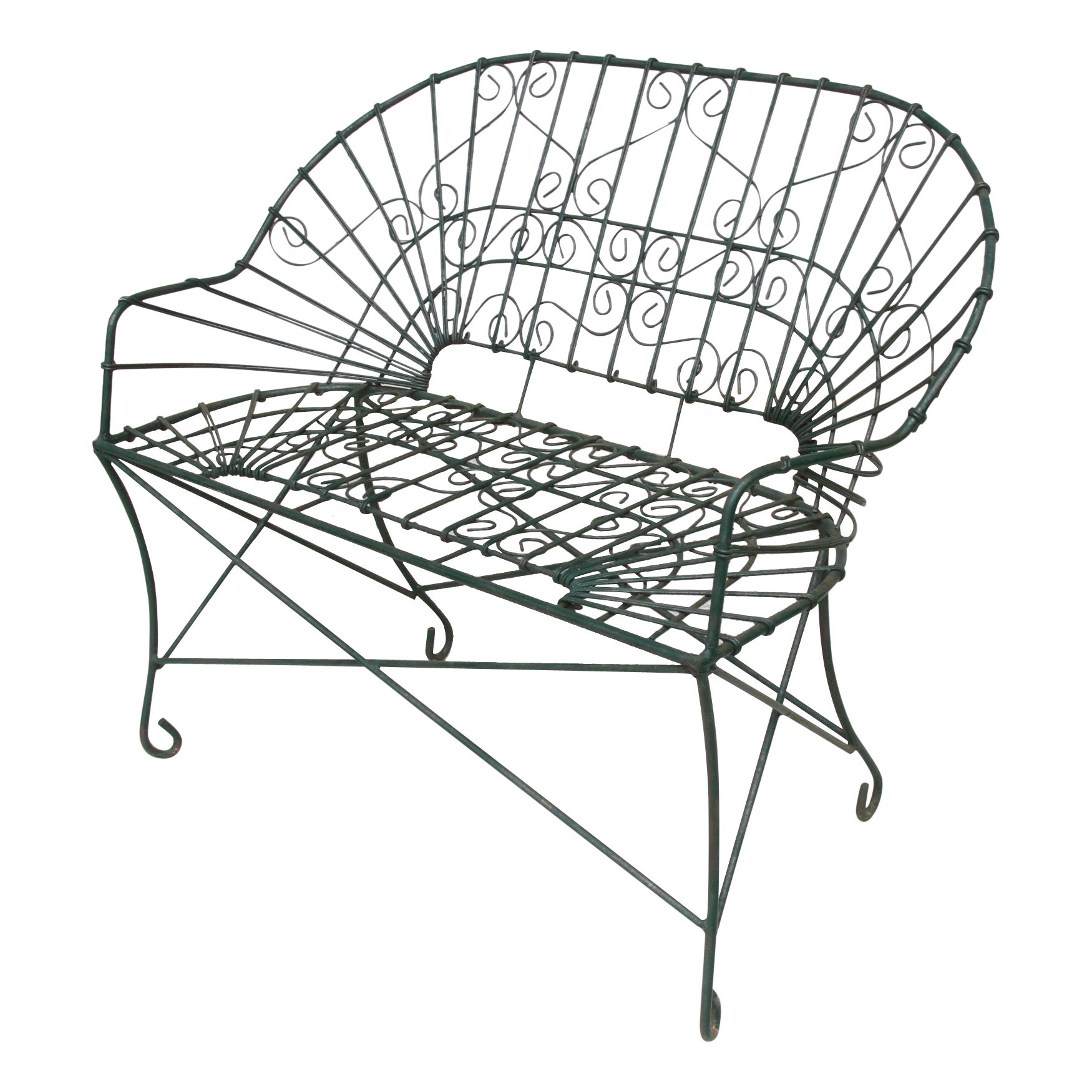 English Country Style Wire Outdoor Settee For Sale