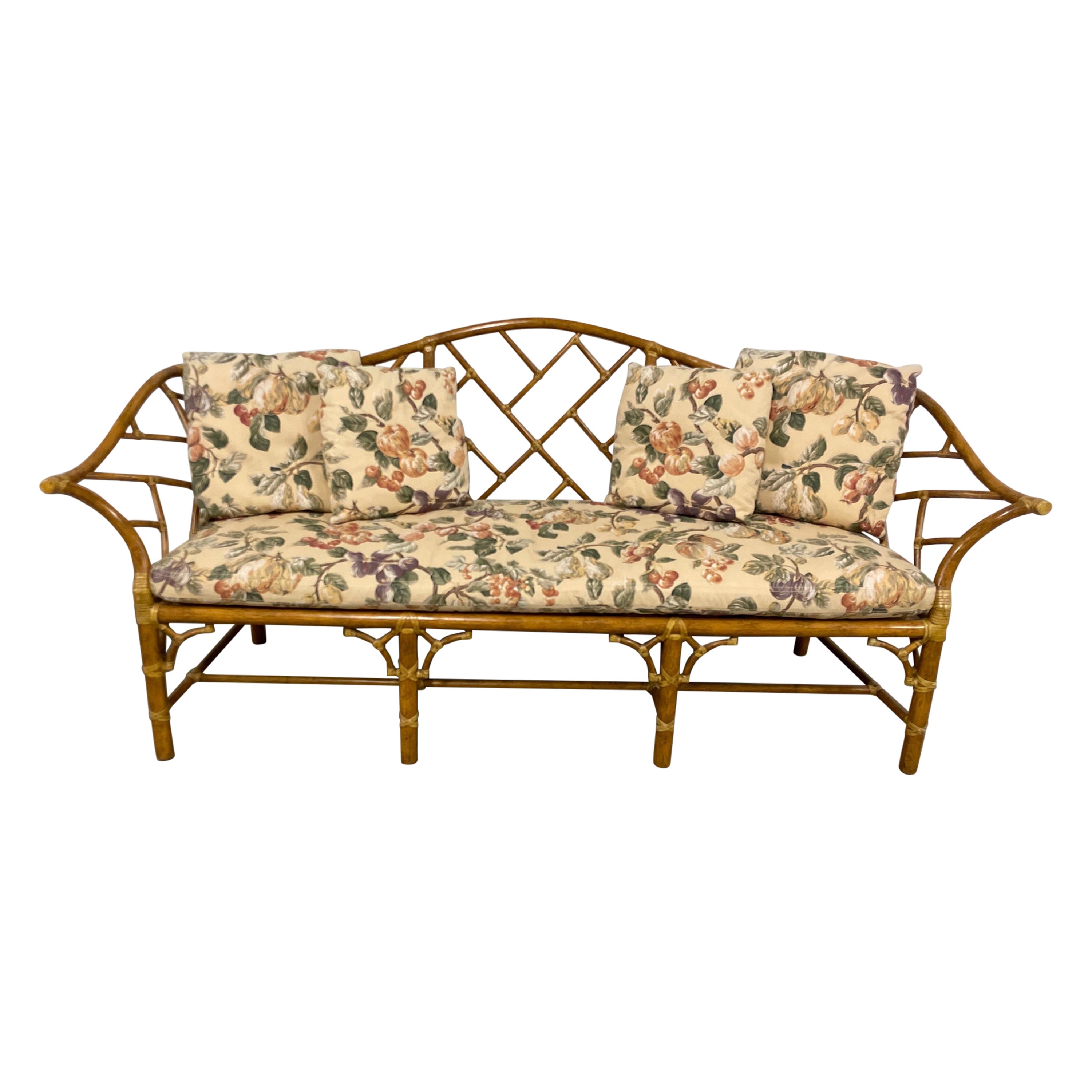 Vintage Mc Guire Chinoiserie Style Bamboo Sofa