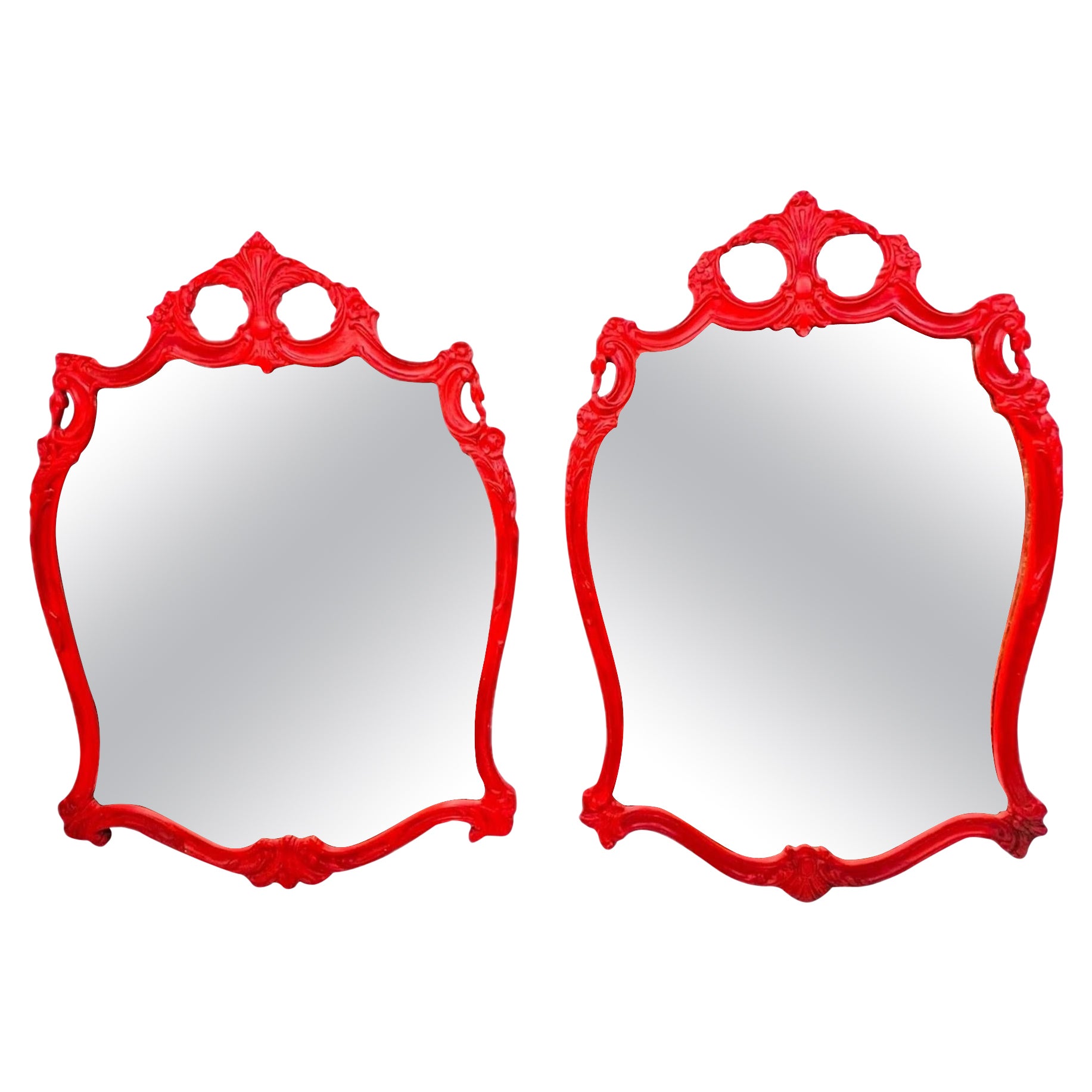 Paire de miroirs muraux italiens du 19e siècle de style rococo