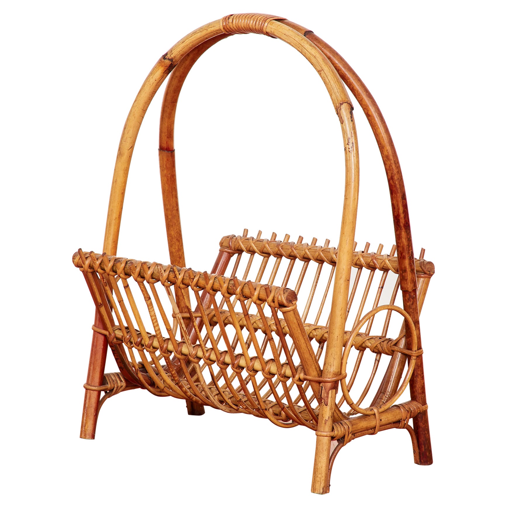 Italian Bamboo Magazine Rack For Sale