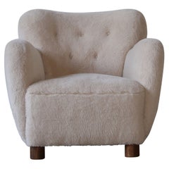 Lounge Chair, Denmark, 1940s, Newly Upholstered in Alpaca