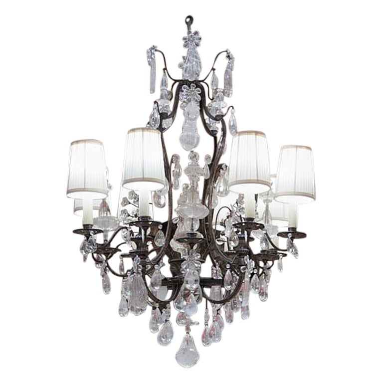 19th Century Antique Rock Crystal Chandelier For Sale