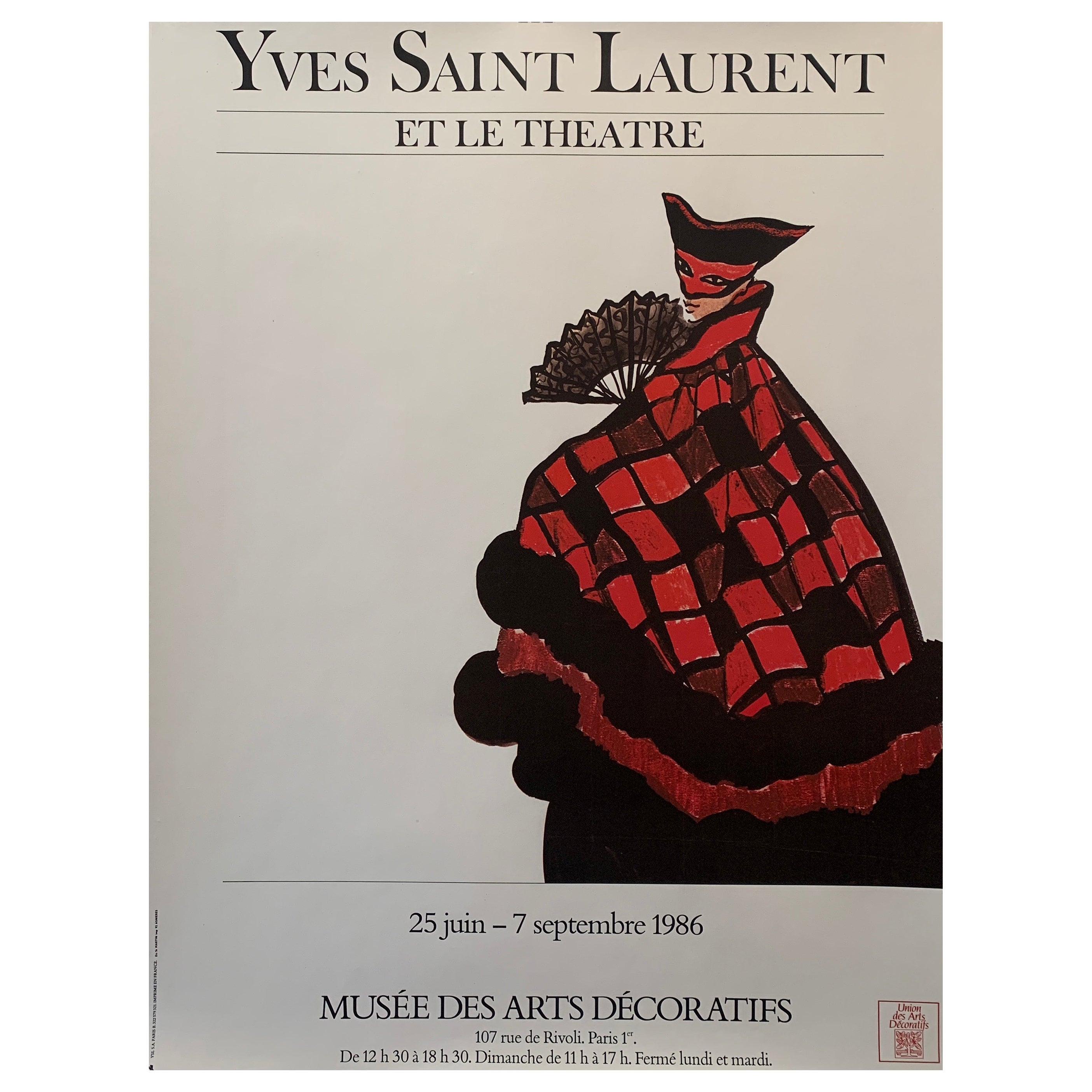 Affiche vintage d'origine du musée des arts décoratifs Yves Saint-Laurent