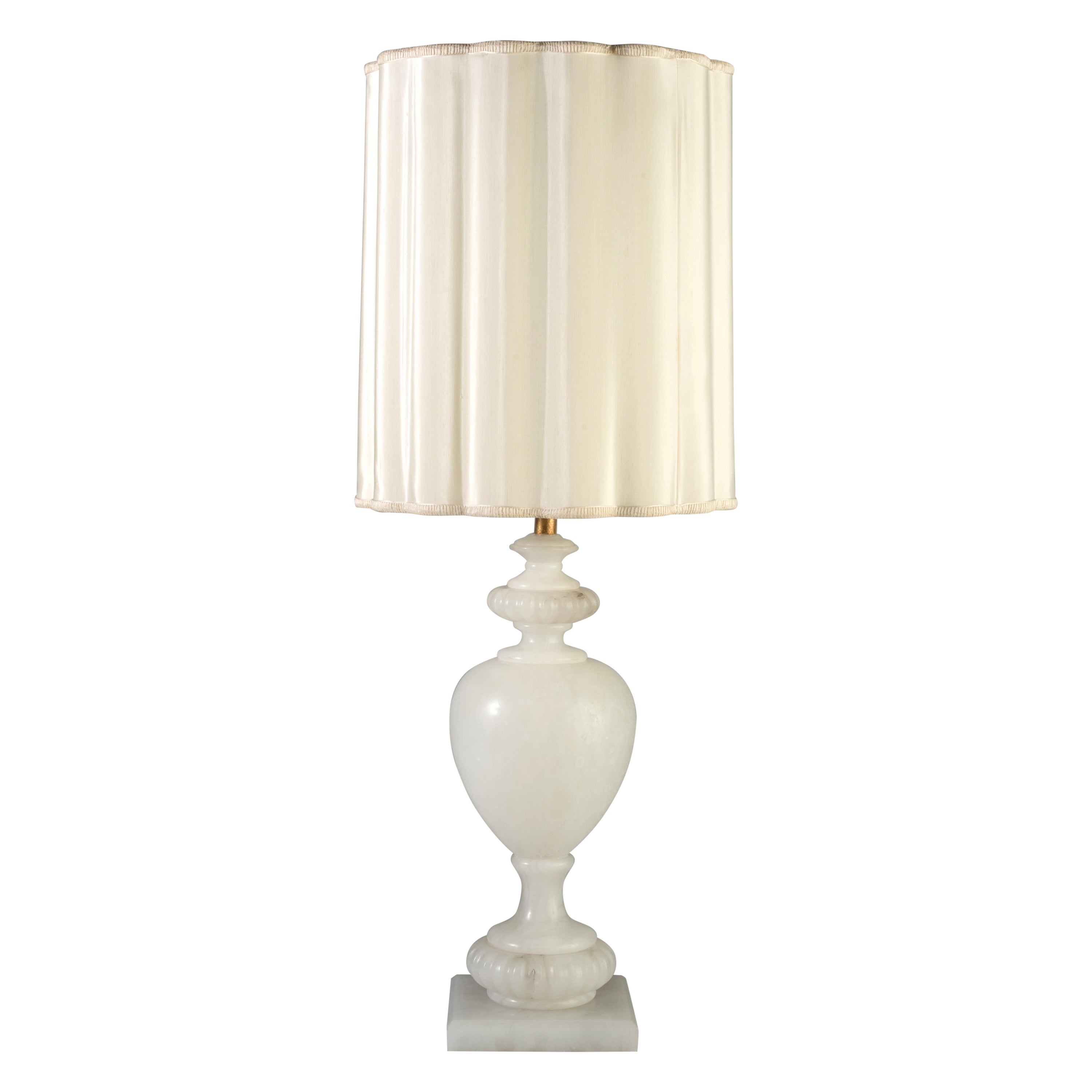 Lampe italienne néoclassique en albâtre des années 1950 - Vase urne balustre de style Marbro