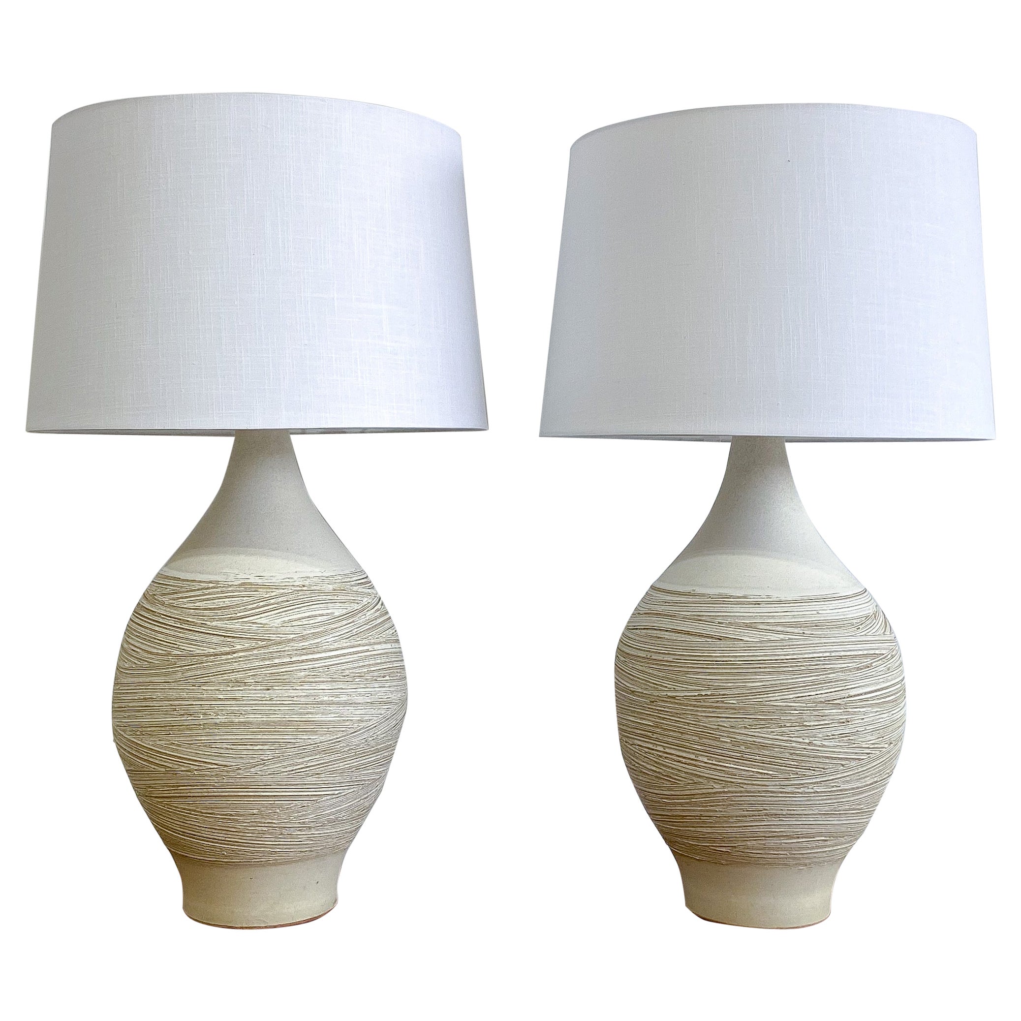 Pair of Ceramic Table Lamps by Lee Rosen for Design Technics, 1960s For Sale