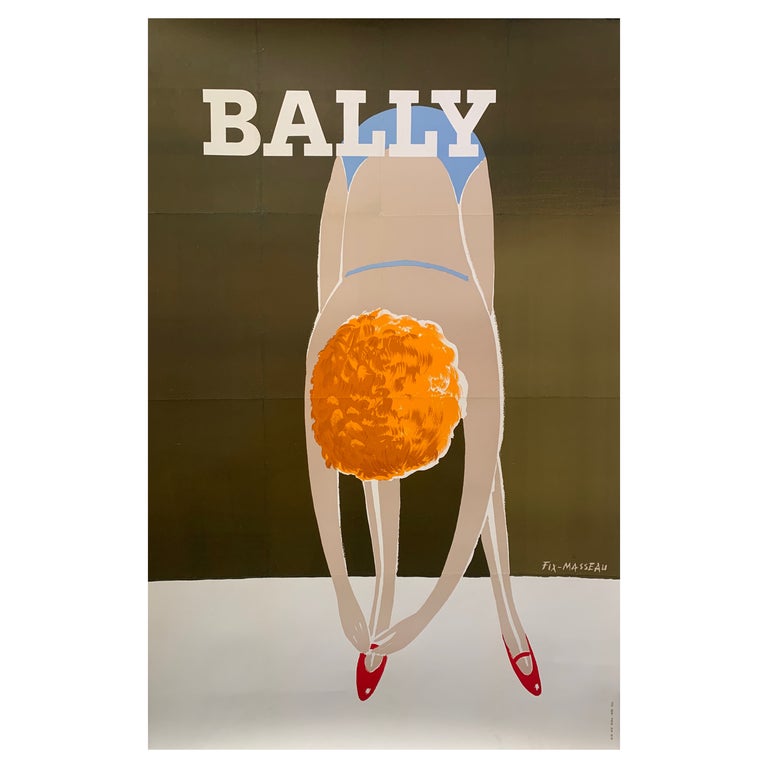 Original Vintage Advertising Poster Bally Shoes Fashion Fix Masseau Design  Art For Sale at 1stDibs