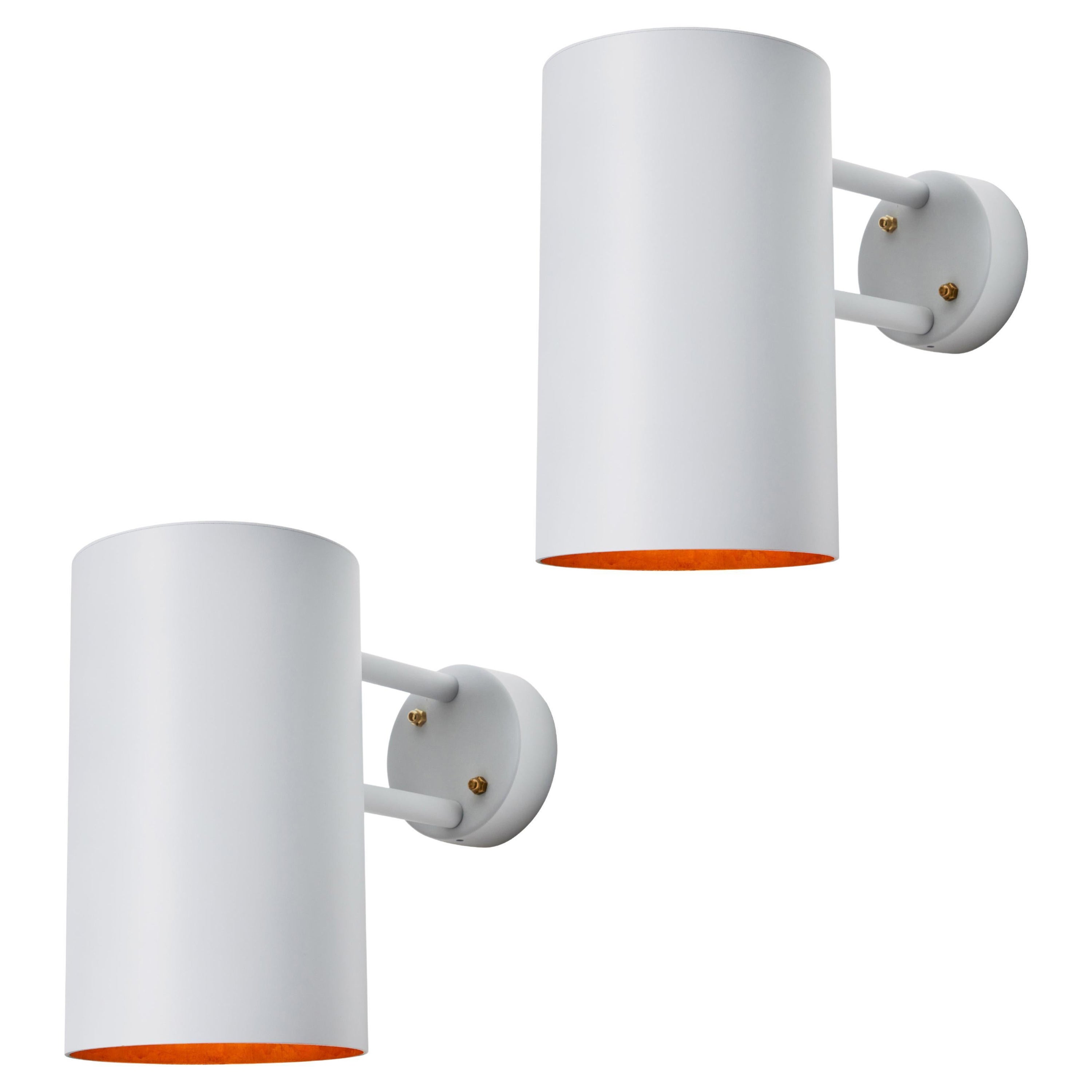 Pair of Large Hans-Agne Jakobsson C 627 'Rulle' Outdoor Sconces in White For Sale