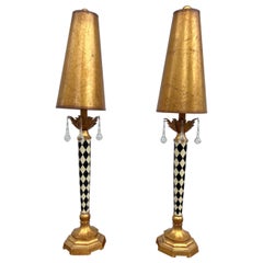 Pair of Vintage 1980s Berman Harlequin Table Lamps