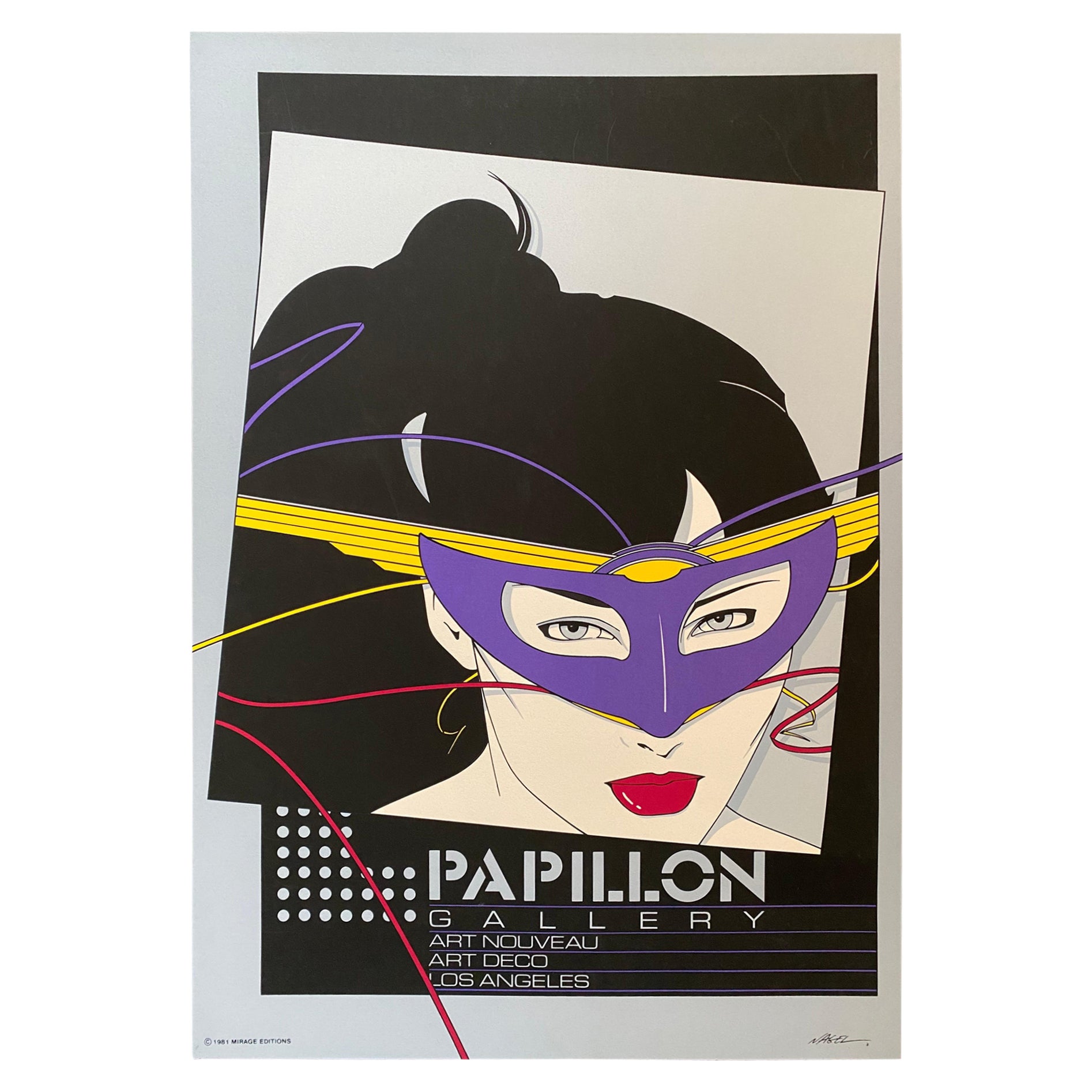 1981 Patrick Nagel Papillon Gallery Los Angeles, Mirage Editions Serigraphie