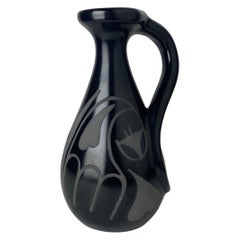 1989 Modern Vase with Handle and Abstract Design 
