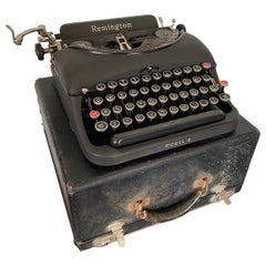1940s Remington Model 5 Portable Black Typewriter with Case